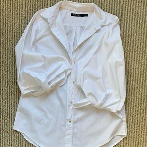 Lauren Ralph Lauren White Tie Sleeve Button Down (Size M)